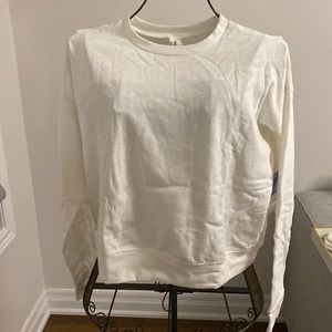White abound crew neck fleece lined sweater. BNWT